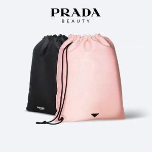 NEW Prada Beauty REVERSIBLE Travel Nylon Backpack BAG Purse Pouch Black Pink